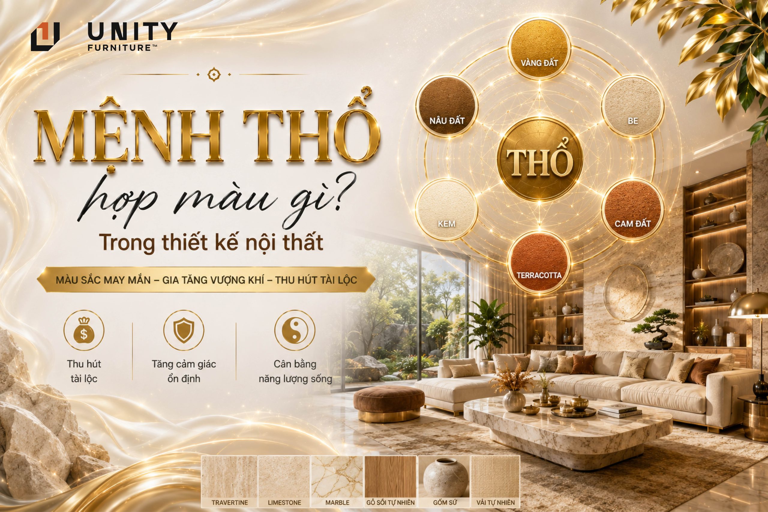 Mệnh Thổ hợp màu gì? Kỵ màu gì? Thiết kế nội thất phong thủy